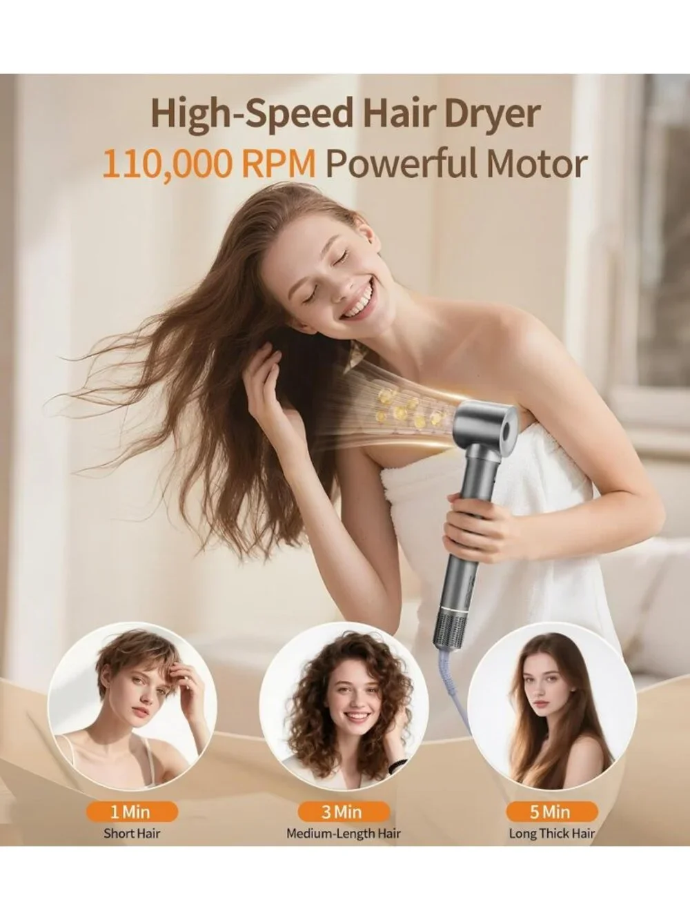 9-in-1 Hair Dryer Brush Kit, Curly Hair Tool with Diffuser for Effortless